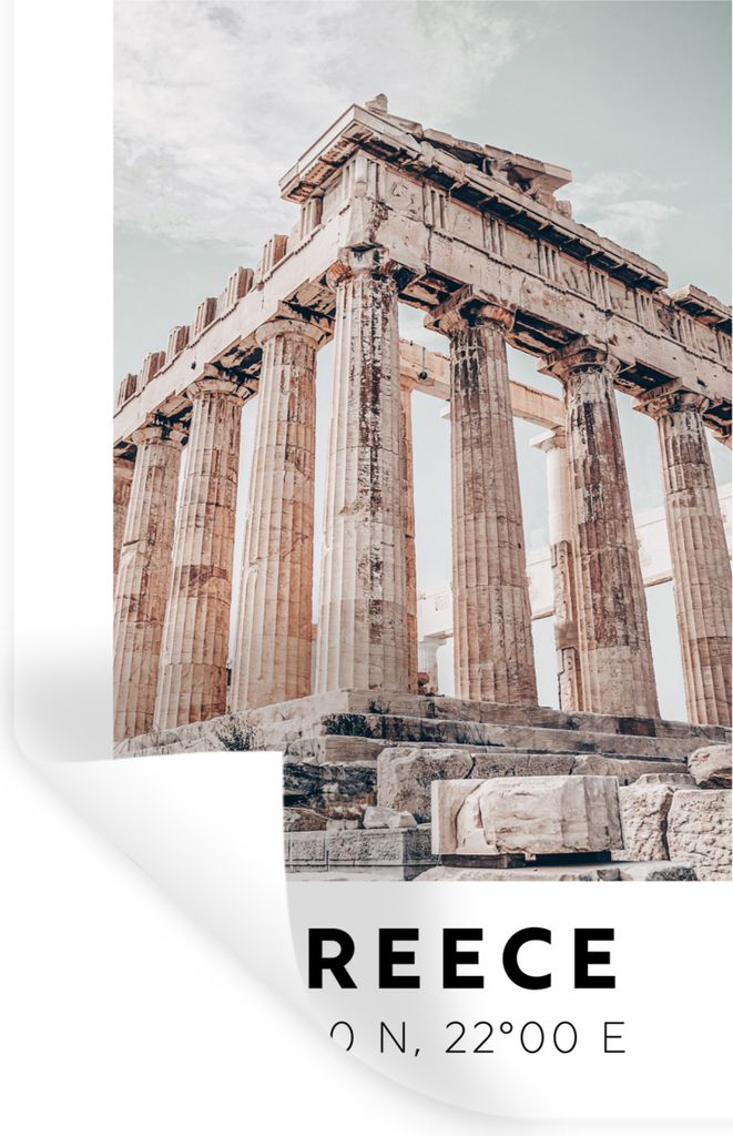 MuchoWow Wandtattoo Wandsticker Wandaufkleber Griechenland - Athen - Parthenon 60x90 cm Selbstklebend und Repositionierbar - Sticker - Dekorfolie