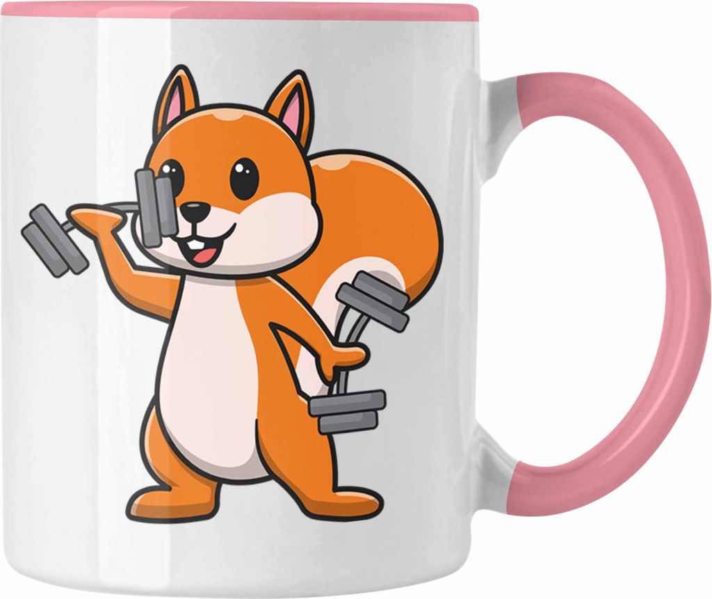 Trendation - Eichhörnchen Tasse Geschenk Grafik für Eichhörnchen Liebhaber Geschenkidee Lustige Tasse Lustig Gym (Rosa)