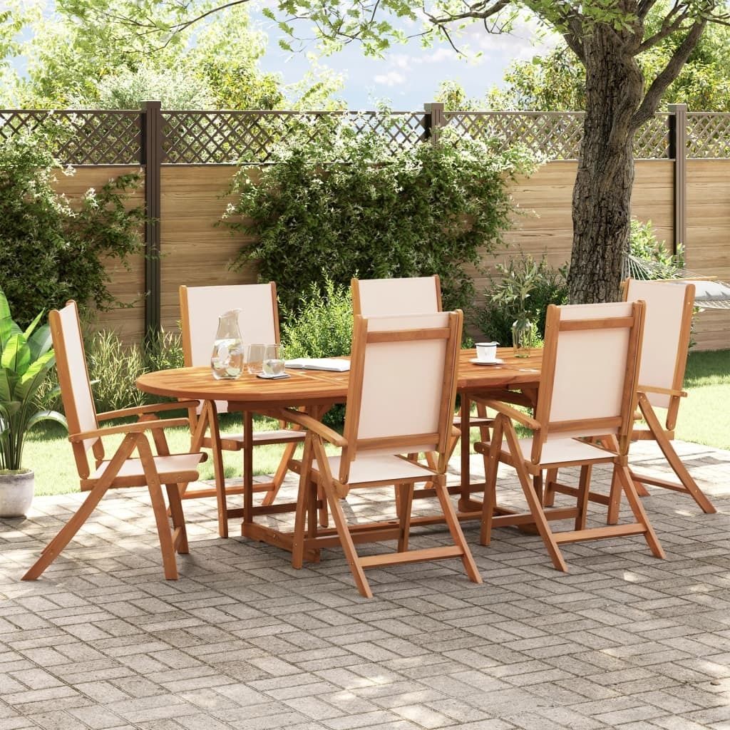 Maison Exclusive - 7-tlg. Garten-Essgruppe Massivholz Akazie und Textilene