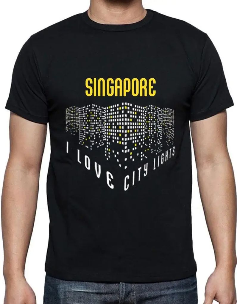Herren Grafik T-Shirt Ich liebe die Lichter Singapurs – I Love Singapore Lights – Öko-Verantwortlich Vintage Jahrgang Kurzarm Lustige Druck Ge...