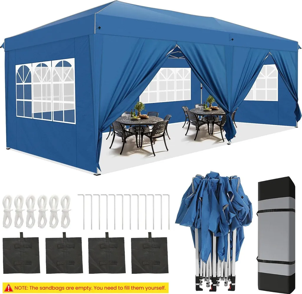 Pavillon de Réception 3x6m Bleu : Idéal pour Mariage et Fêtes Été