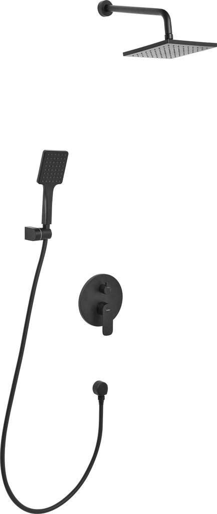 BELIANI Unterputz Duschset Schwarz Messing mit Armatur Regendusche Duschbrause Einhebelmischer Umschalter Modernes Design Duschsystem