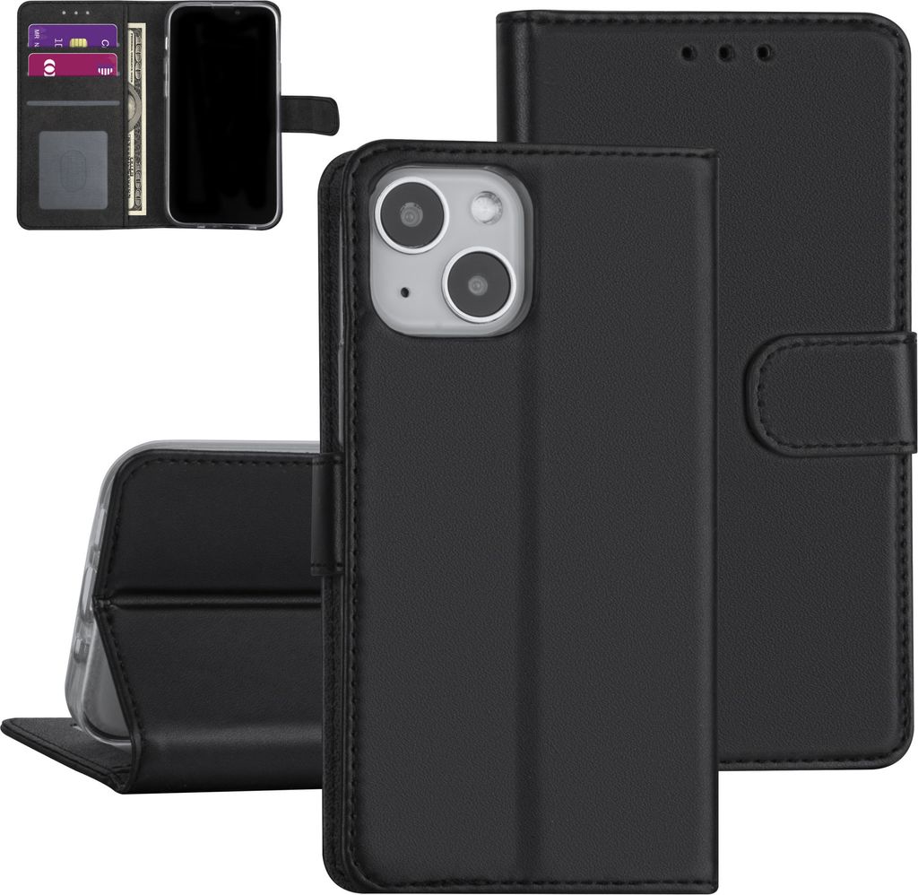 iPhone 13 Mini Book type case - Black - Card holder - Magnetic closure