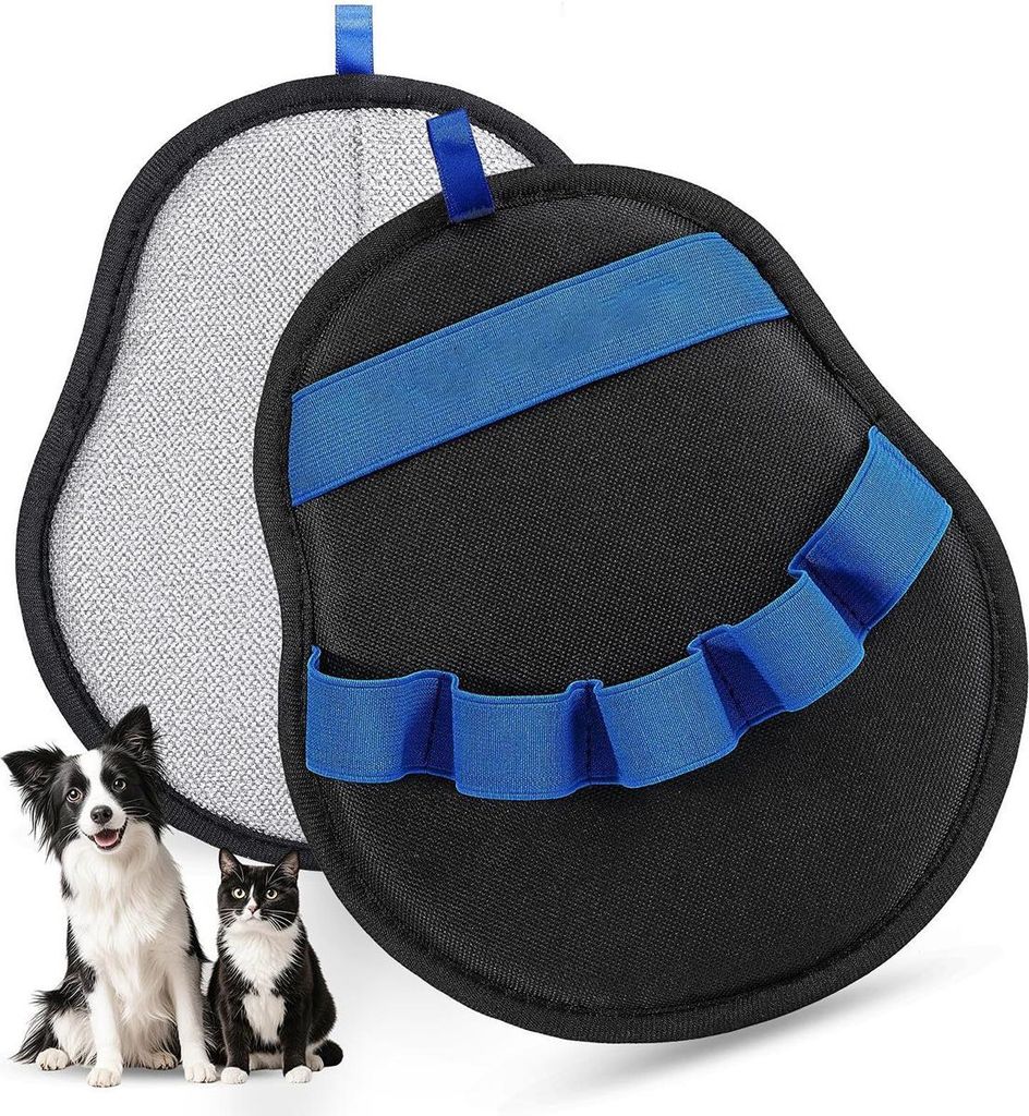 Tierhaar Handschuhe 2er Set, wiederverwendbar & waschbar, Katzen- & Hundehaare entfernen, sanft zu Händen, vielseitig für Möbel, Teppich & Auto