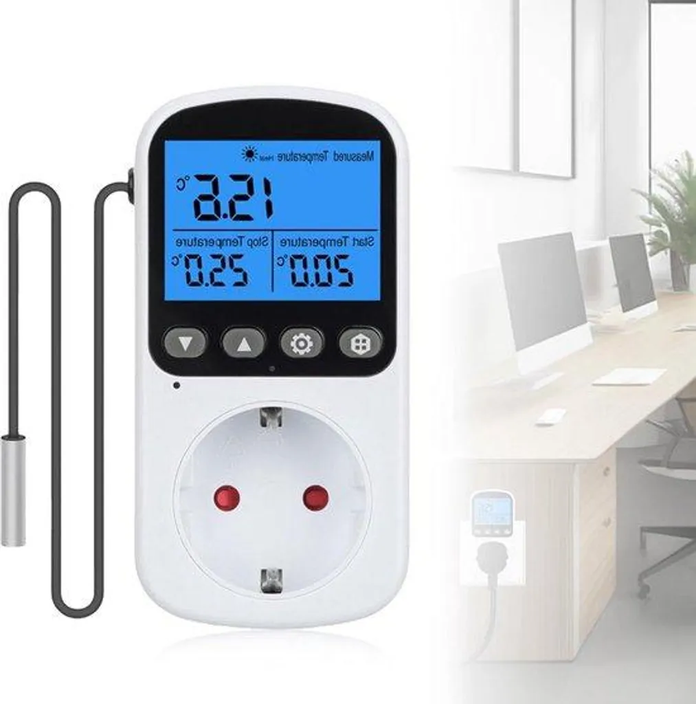 Thermostat aquarium LCD programmable avec sonde et prise intelligente