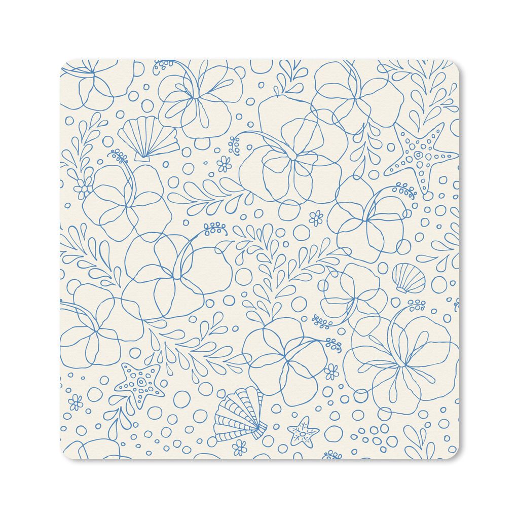 MuchoWow Mauspad Mousepad Sommer - Blumen - Blau 30x30 cm - Mousepads - Maus Mat - Pad - Mausunterlage - Gaming