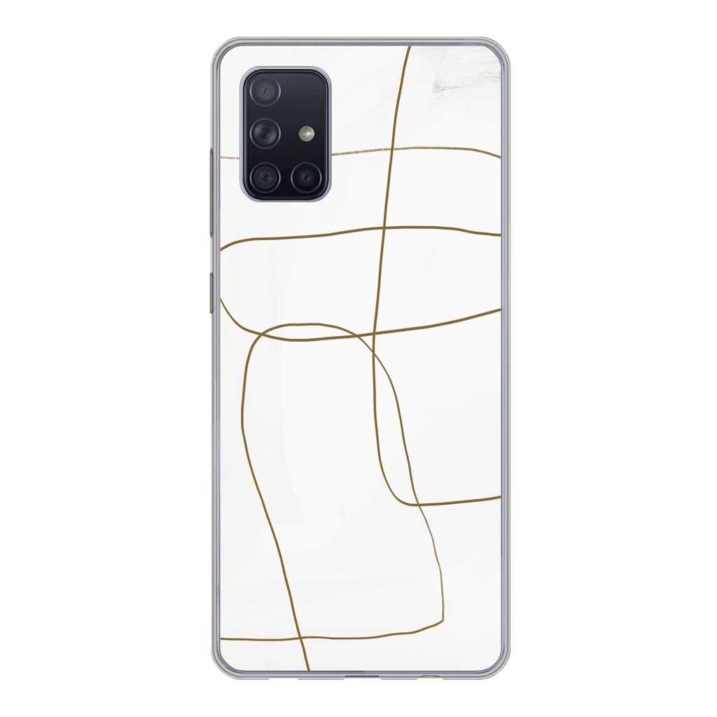 MuchoWow Handyhülle Schutzhülle Hülle für Samsung Galaxy A51 5G Kunst - Braun - Weiß - Abstrakt Silikon Softcase Handy Hülle - Abbildung
