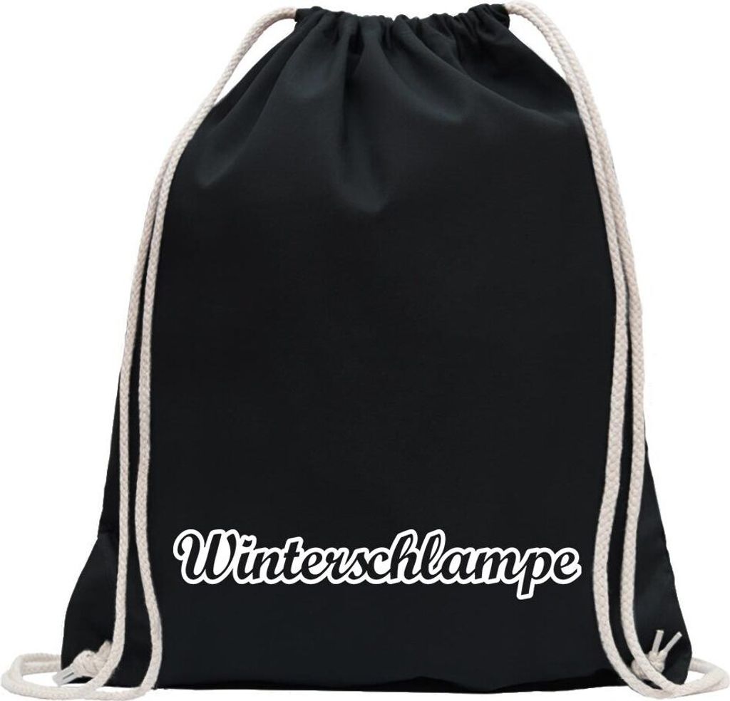 Kiwistar - Turnbeutel - schwarz - Winterschlampe - Fun Rucksack Sport Beutel Gymsack Baumwolle mit Ziehgurt