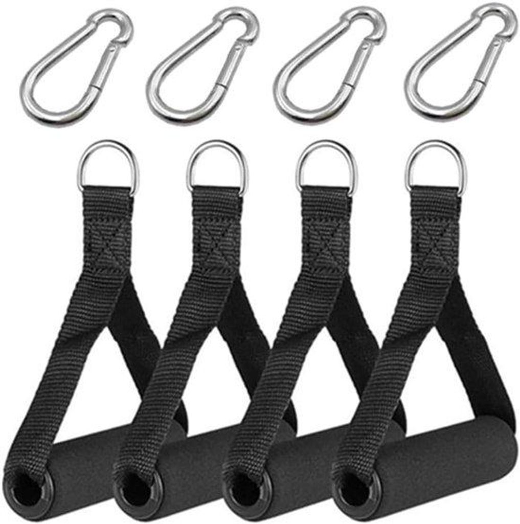 Fitness-Handgrepen-Set für Yoga, Pilates & Fitness - 4 Stücke mit Druckknöpfen - für Kabeltraining.