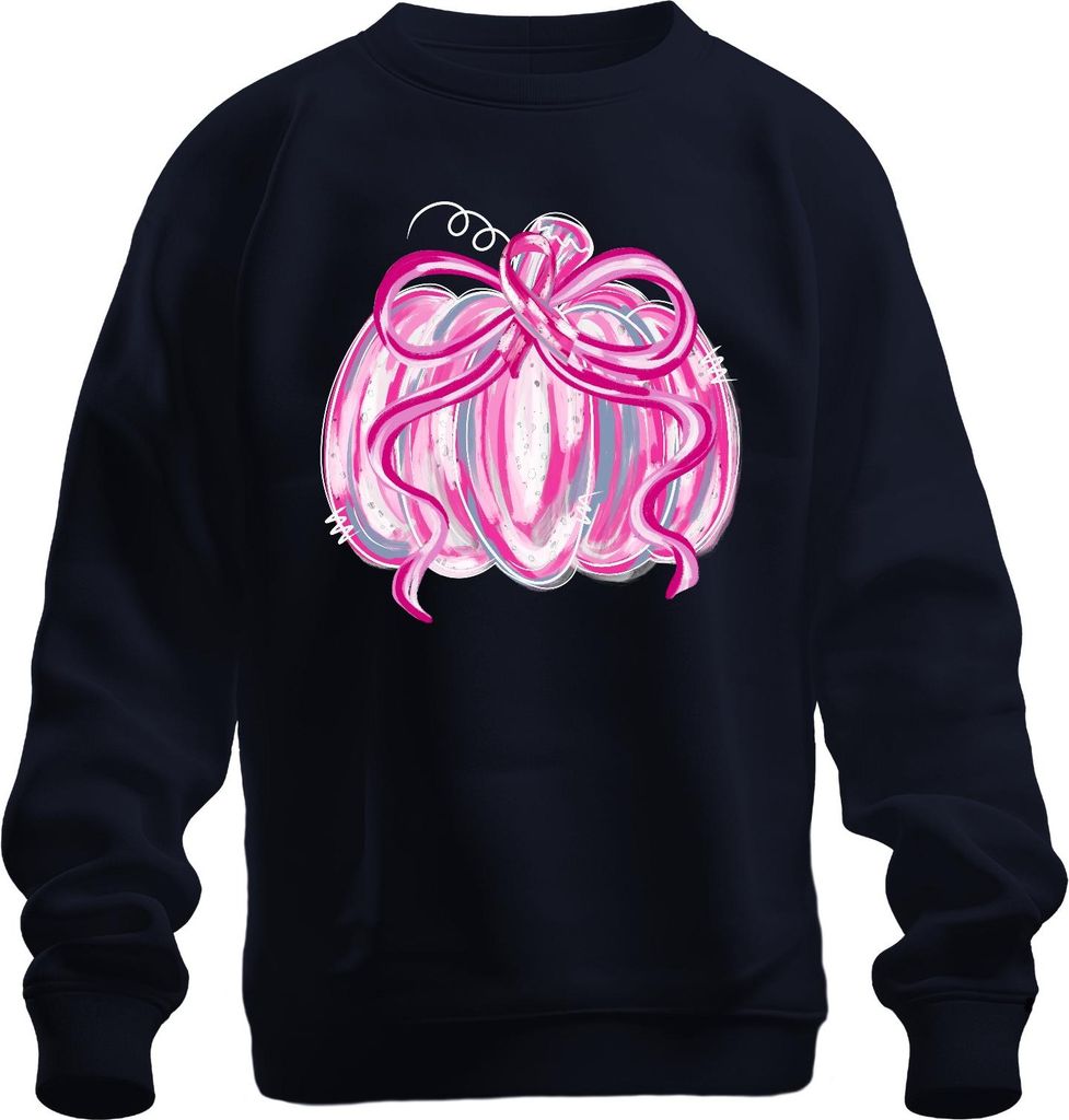 Brustkrebs Rosa Schleife Kürbis Herbst Halloween Bewusstsein Pink Uni Sweatshirt Pullover, Navy, S