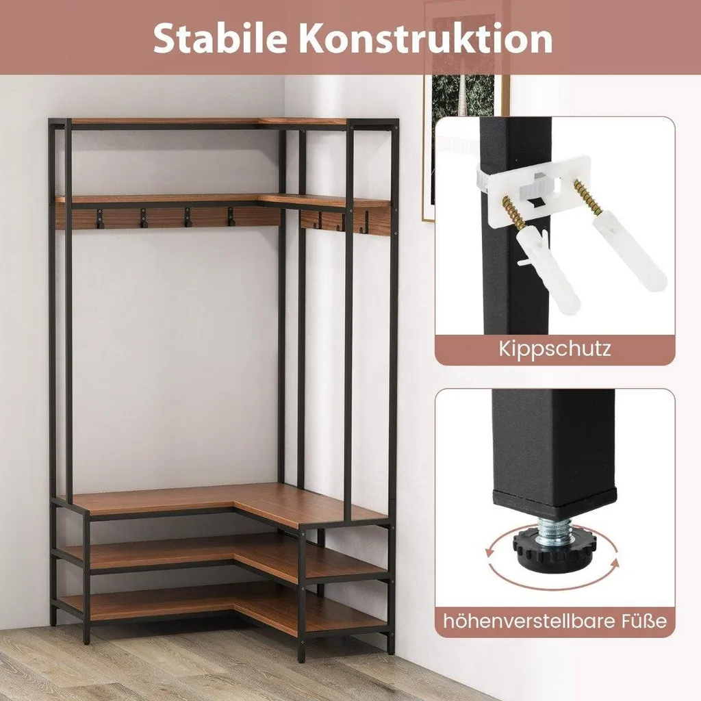Rangement d'angle pour entrée encombrée : Portemanteau avec banc - 5