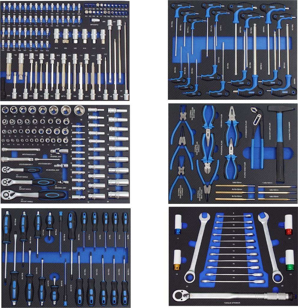 6 x Werkstattwageneinlagen 520 x 400 mm bestückt mit 254 Produktbild 
