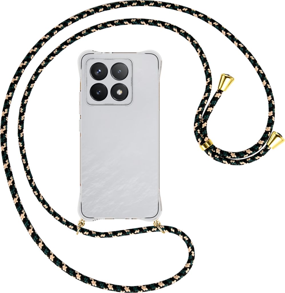Handykette Backcover-Schutzhülle mit Band (Metall goldfarben) für Xiaomi 14T 5G - camouflage