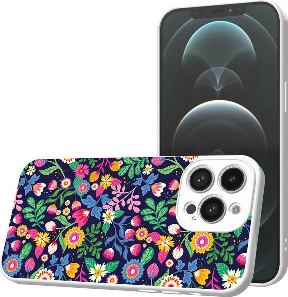 Smartphonica Handyhülle Geeignet für iPhone 12 Pro Max mit Blumendruck - TPU Back Cover Case Blumendesign - Weiß