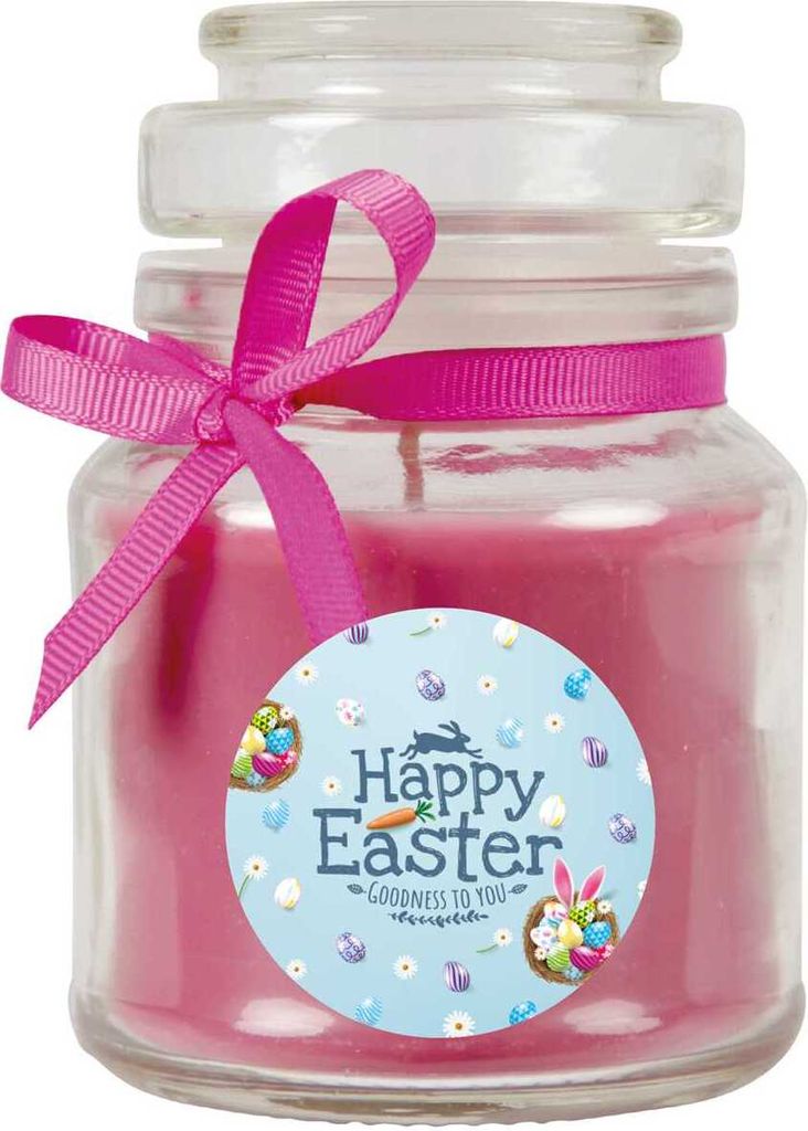 Frohe Ostern Duftkerze im Bonbonglas - viele Motive zur Auswahl, - Brenndauer bis zu 110 Std