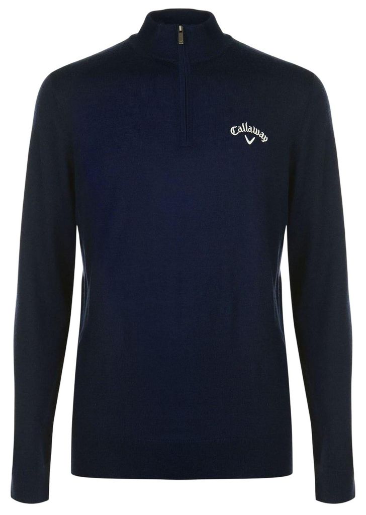 Callaway - Pullover für Herren, mit kurzem Reißverschluss, Feinstrick GT17791 (M) (Marine)
