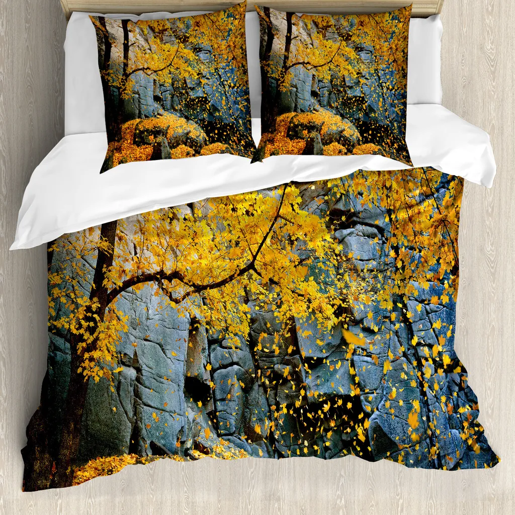Set Copripiumino ABAKUHAUS Grigio Arancio 155x220cm Antiacaro