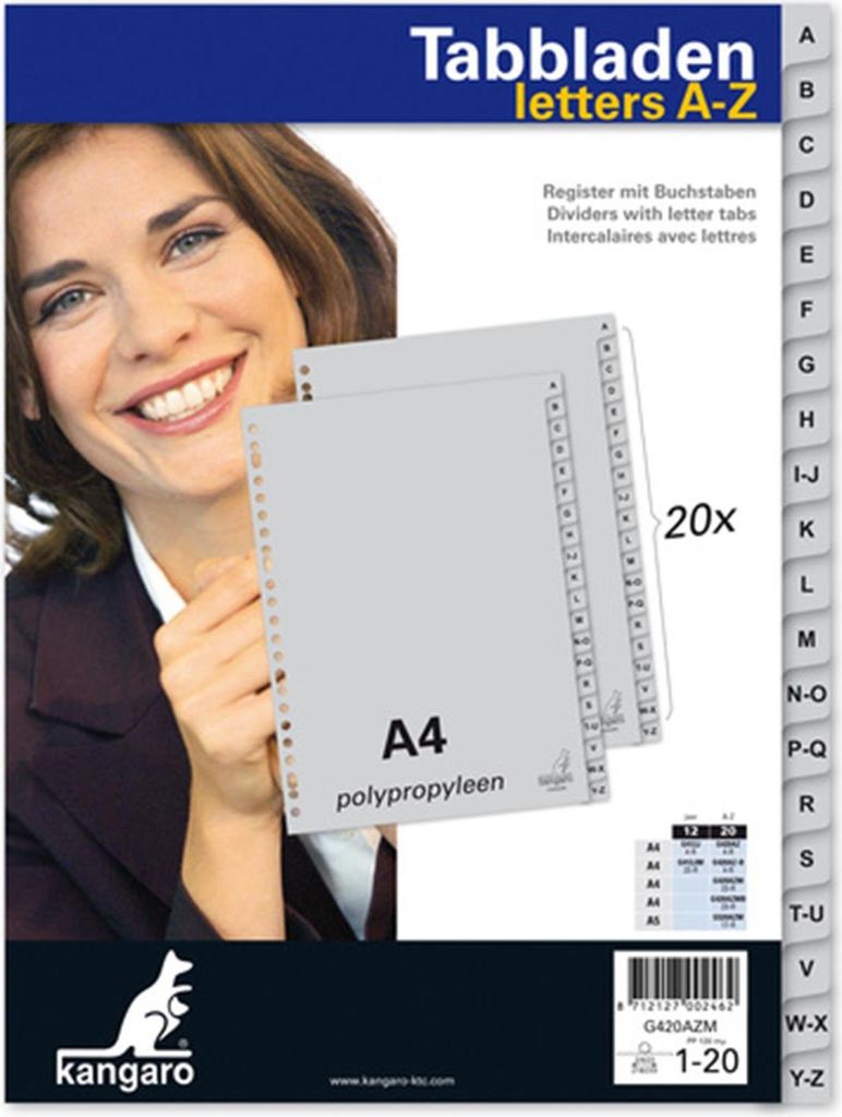 Kangaro - Kangaro G420AZM A4 23r A -Z PP 20dlg Gray | 1 Set