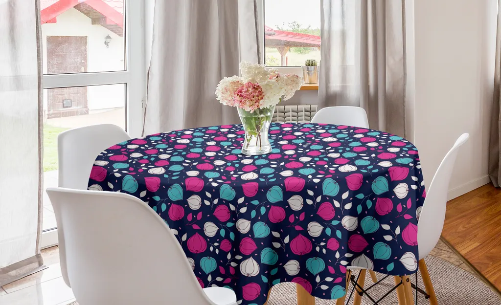 Tovaglia Rotonda Rosa Accesso Da 213 Cm Per Feste | Facile Da Pulire, Impermeabile E Perfetta Per Esterni - 2