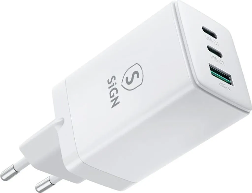 Chargeur rapide GaN Ultra 65W 2x USB-C et 1x USB-A Blanc - Modèle G65-W