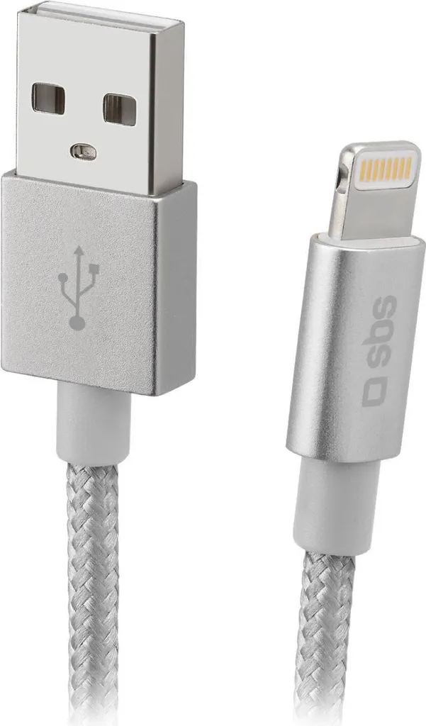 Câble Lightning USB Argent de 1 mètre SBS pour charge et transfert Mac
