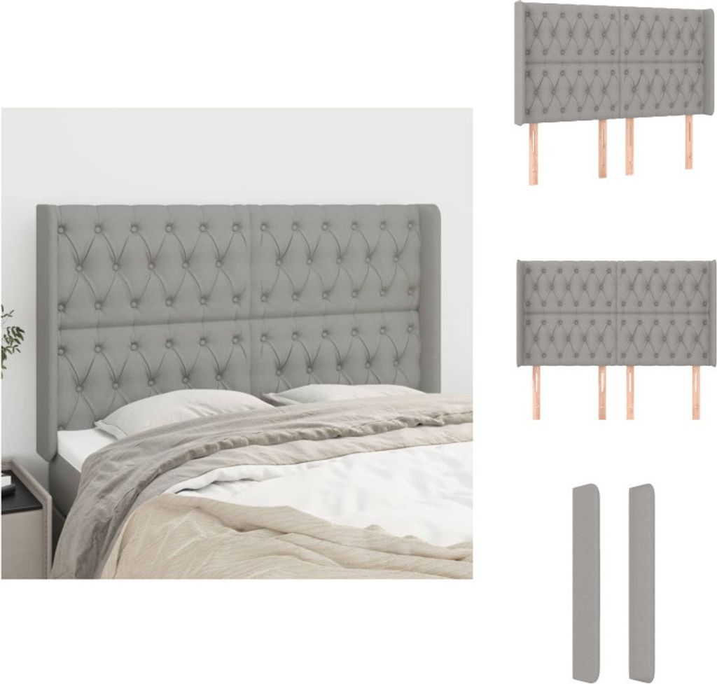 vidaXL Kopfteil mit Ohren Hellgrau 163x16x118/128 cm Stoff - Kopf- & Fußenden