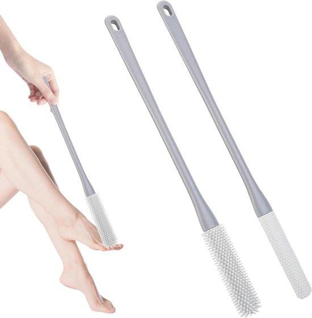Fußpilz-Entferner - 2 Stück - Fußwaschborstel - Fußborstel - Dusche - 40 cm - lange Borste - weiche Silikon - Fußpflege - Fußreiniger