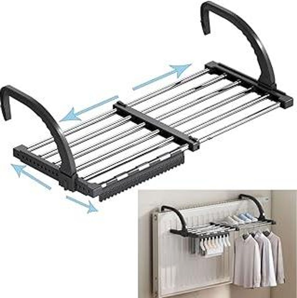 ausziehbarer Trockenständer, 6,6 m Trocknungslänge, multifunktional für Balkon und Geländer