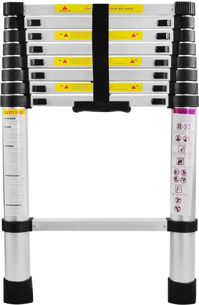 Échelle télescopique 2m60 en alu polyvalente et escabeau multi-usages