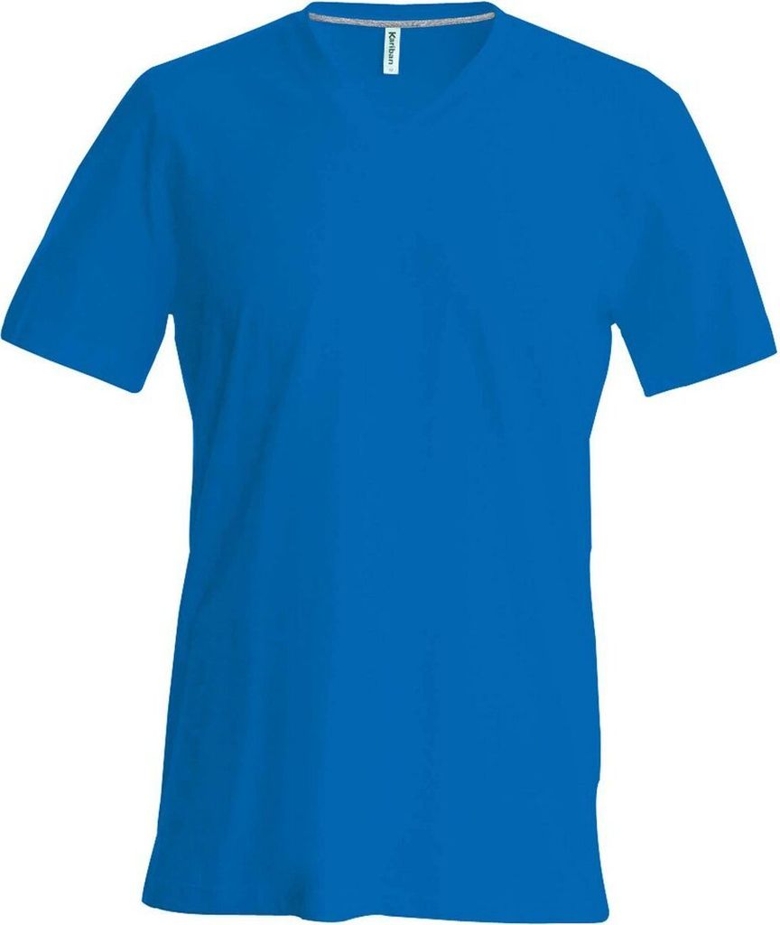 Kariban Herren T-Shirt Kurzarm V-Neck V-Ausschnitt Basic Kurzarmshirt, Größe:2XL, Farbe:Light Royal Blue