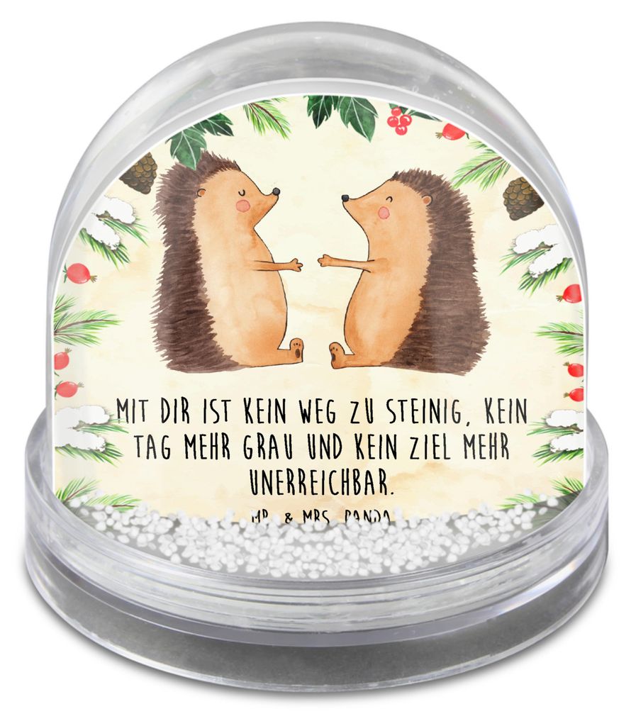 Mr. & Mrs. Panda Schneekugel Weihnachten Igel Liebe - Naturpapier - Geschenk, glitzerkugel, Freundin, dekoartikel, Hochzeit, Weihnachts, Hochzeitst...