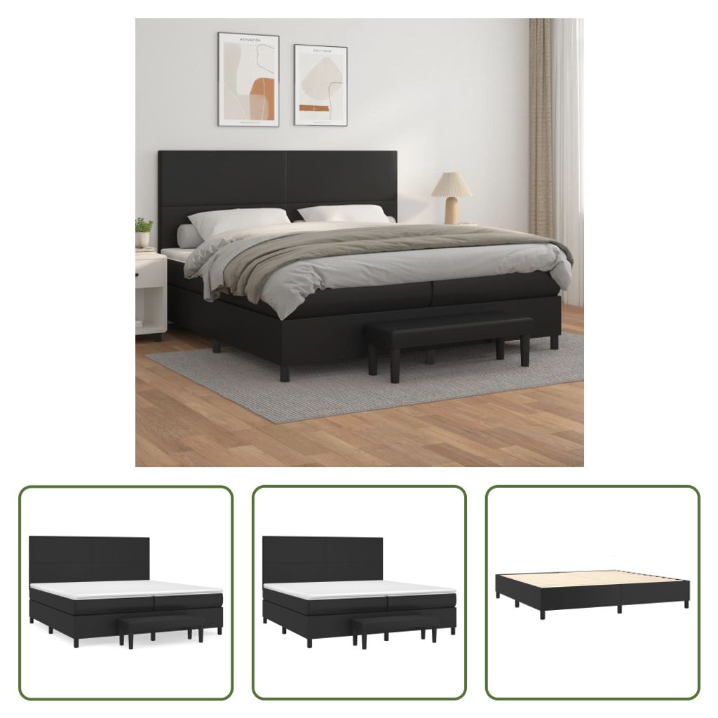 The Living Store Boxspringbett mit Matratze Schwarz 200x200 cm Kunstleder
