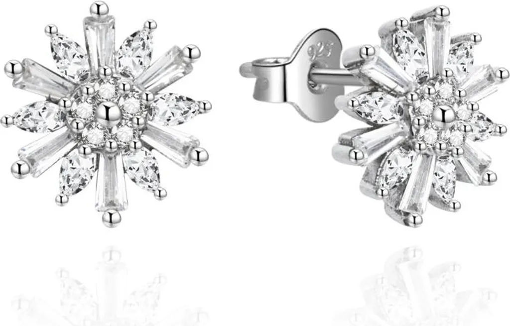 Boucles d'oreilles argent scintillantes zircon AGUP2725 pour femme