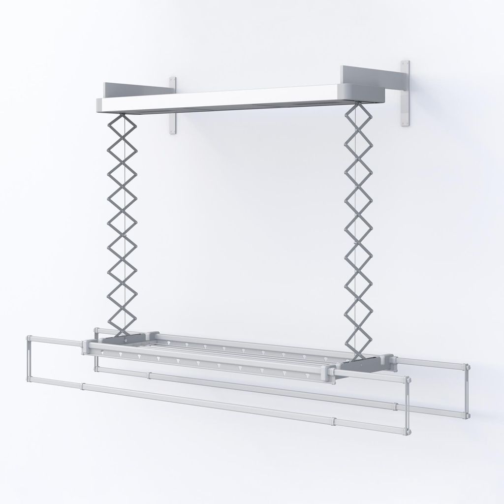 Wandmontierter Wäscheständer elektrisch höhenverstellbar, 122 cm – Foxydry PRO