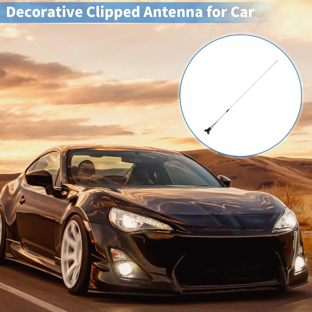 Antenne Factice Clipsée 120cm Noir Argenté pour un Look Radio Sport