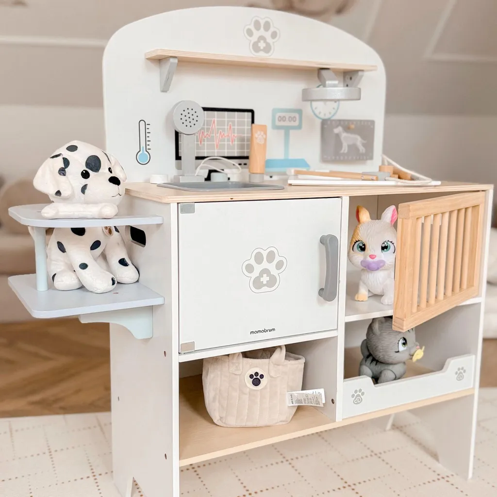 Clinique vétérinaire en bois naturel - Jouet éducatif durable pour enfant