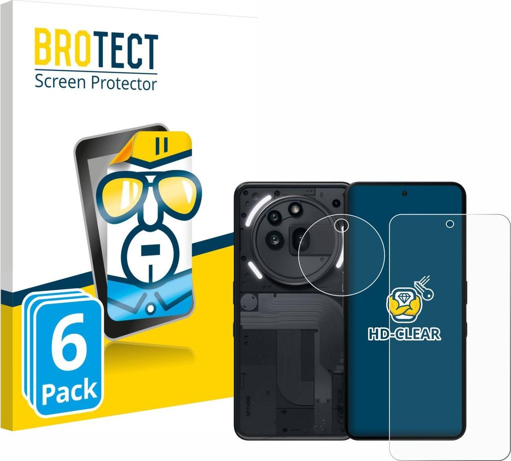 6x Für Nothing Phone (3a) Pro (Display+Kamera) Schutzfolie BROTECT Displayschutz Display Schutz Folie Klar Transparent