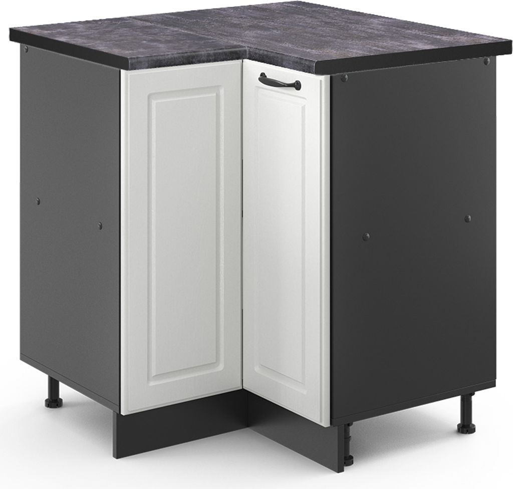 Eckunterschrank Vicco R-Line Weiß Landhaus 75.6 cm , AP Anthrazit, Model 46108