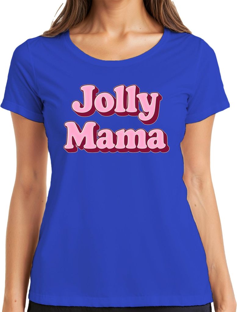 Jolly Mama Geschenk für Mama Muttertag Retro Schriftzug Pink Damen T-Shirt, Blau, S
