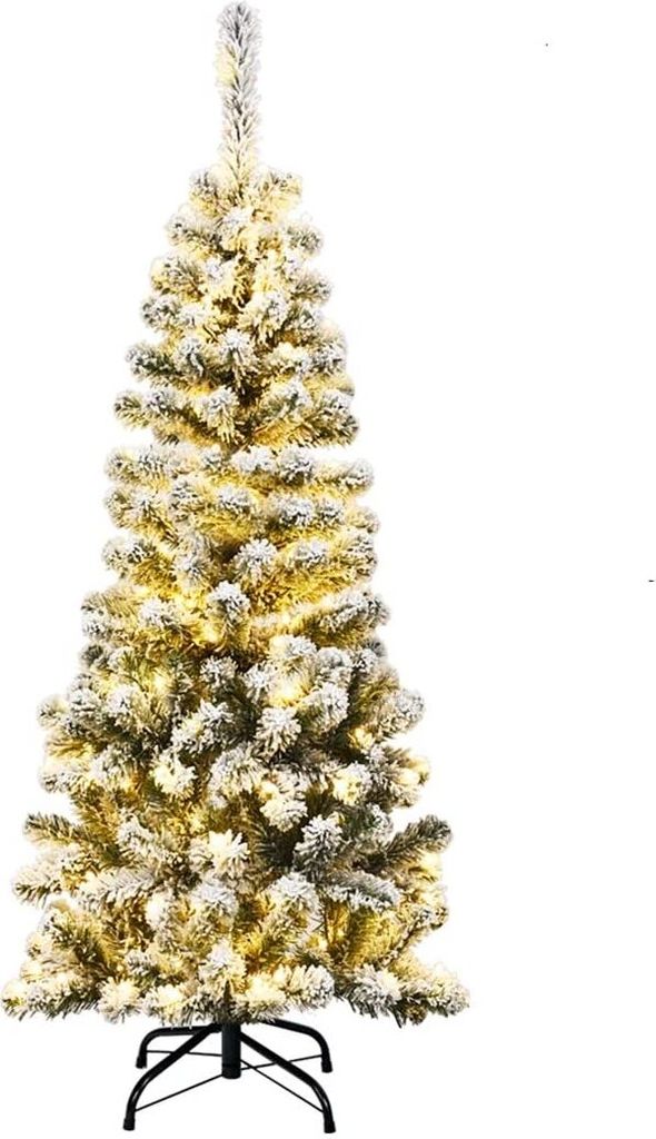 künstlicher Weihnachtsbaum 180cm, klappbare Weihnachtsdekoration Baum mit Metallständer & 250 LED, Christbaum mit natürlichem Schneeeffekt für ...