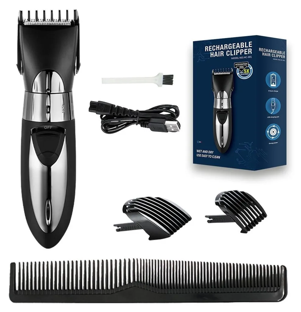 Tondeuse électrique anti-irritation étanche 10 positions sans fil noir mat