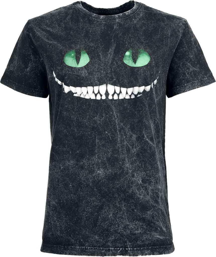 Alice In Wonderland T-Shirt Damen Cheshire Cat Smile T-Shirt female grau M