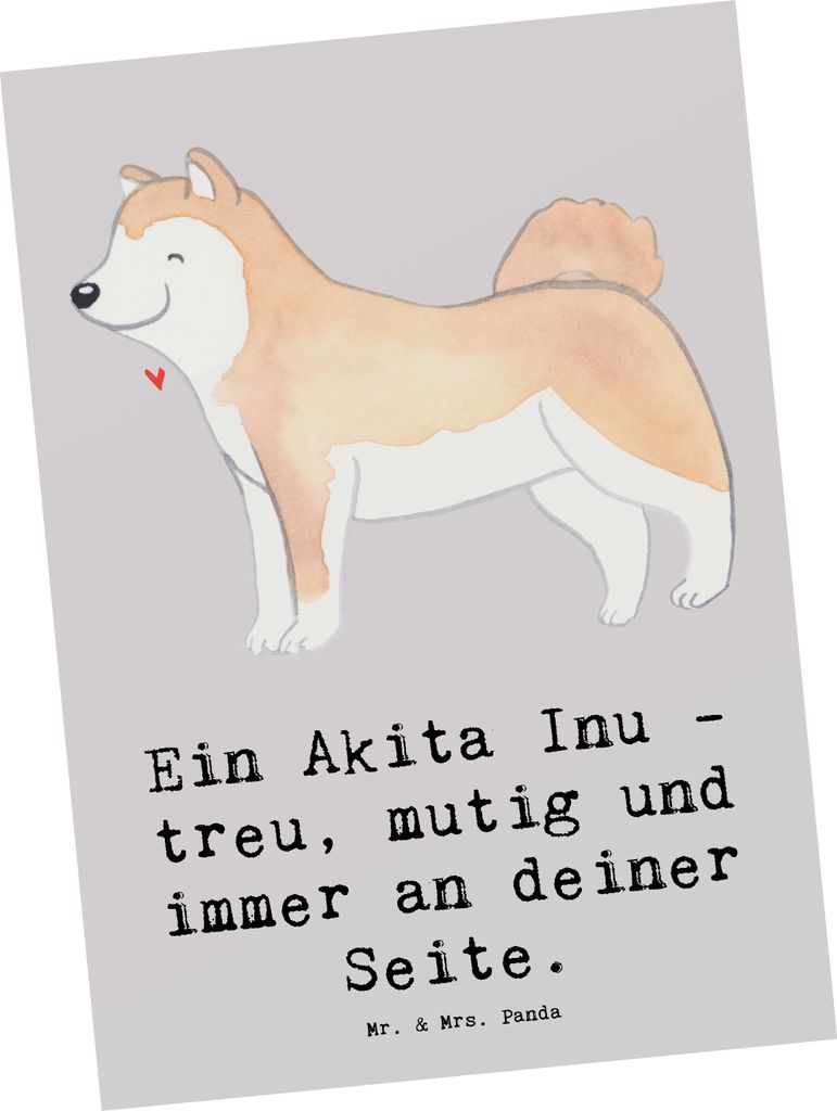 Mr. & Mrs. Panda Grußkarte Akita Inu Freund - Grau Pastell - Geschenk, Postkarten, einzigartige Verbindung, besondere Bindung, Ansichtskarten, ein...