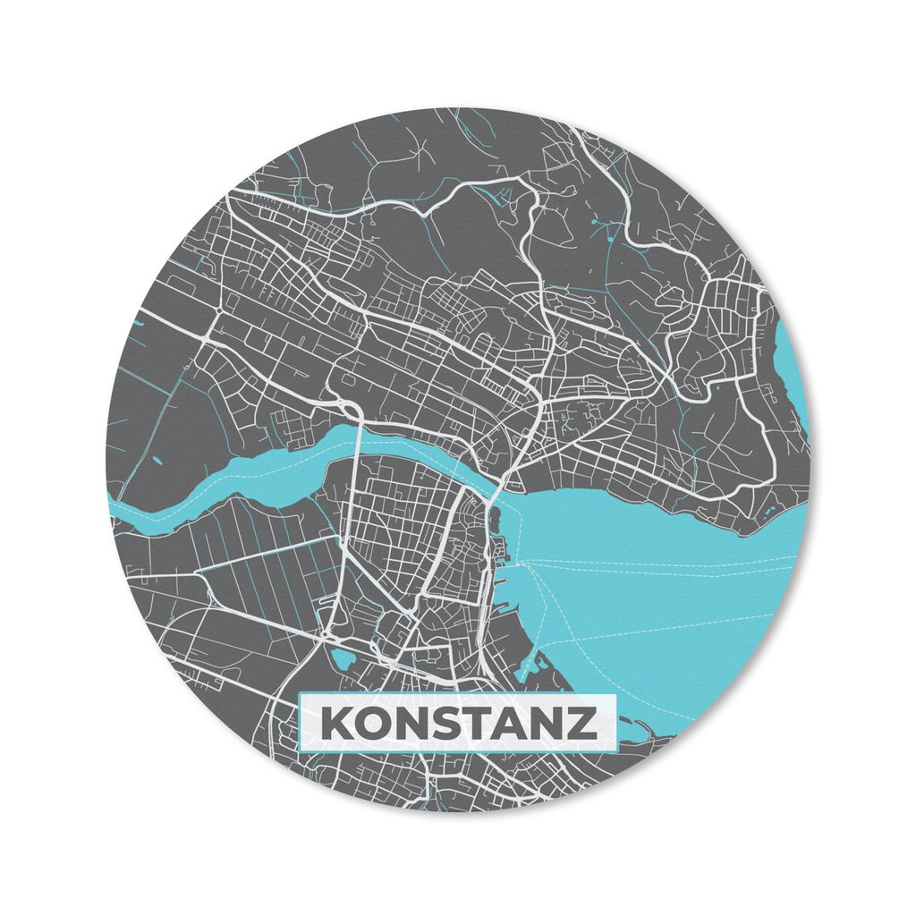 MuchoWow Mauspad Mousepad Karte - Stadtplan - Konstanz - Deutschland - Blau 20x20 cm - Mousepads - Maus Mat - Pad - Mausunterlage - Schreibtischm...