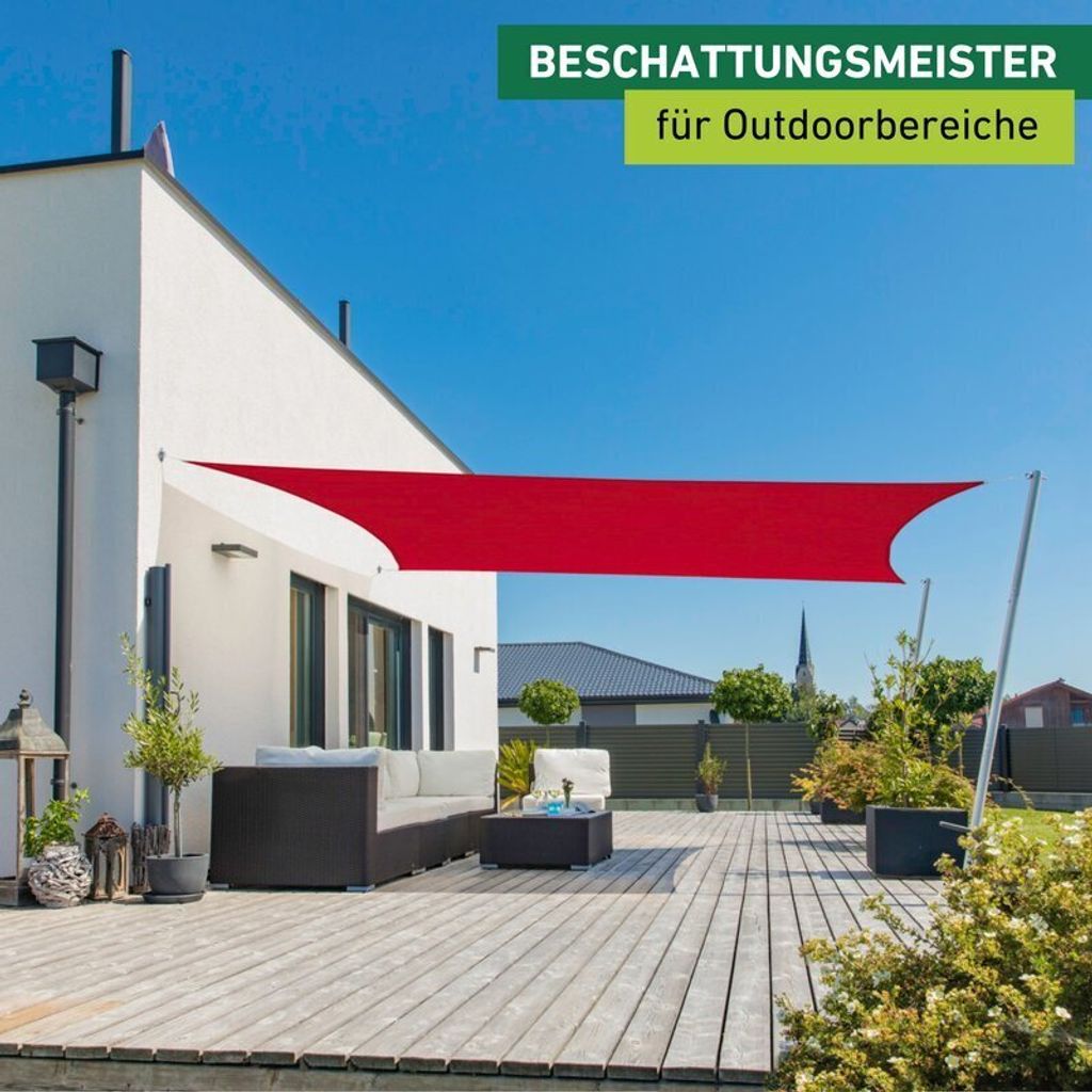 Sonnensegel Rechteck, 3x4m, rot, wasserabweisend