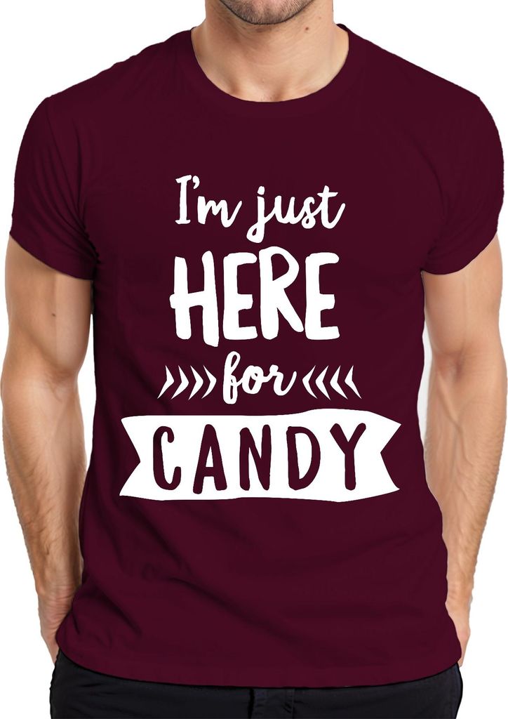 I'm just here for candy Halloween Kinder Süßigkeiten Lustig Party Herren T-Shirt, Burgundy, M