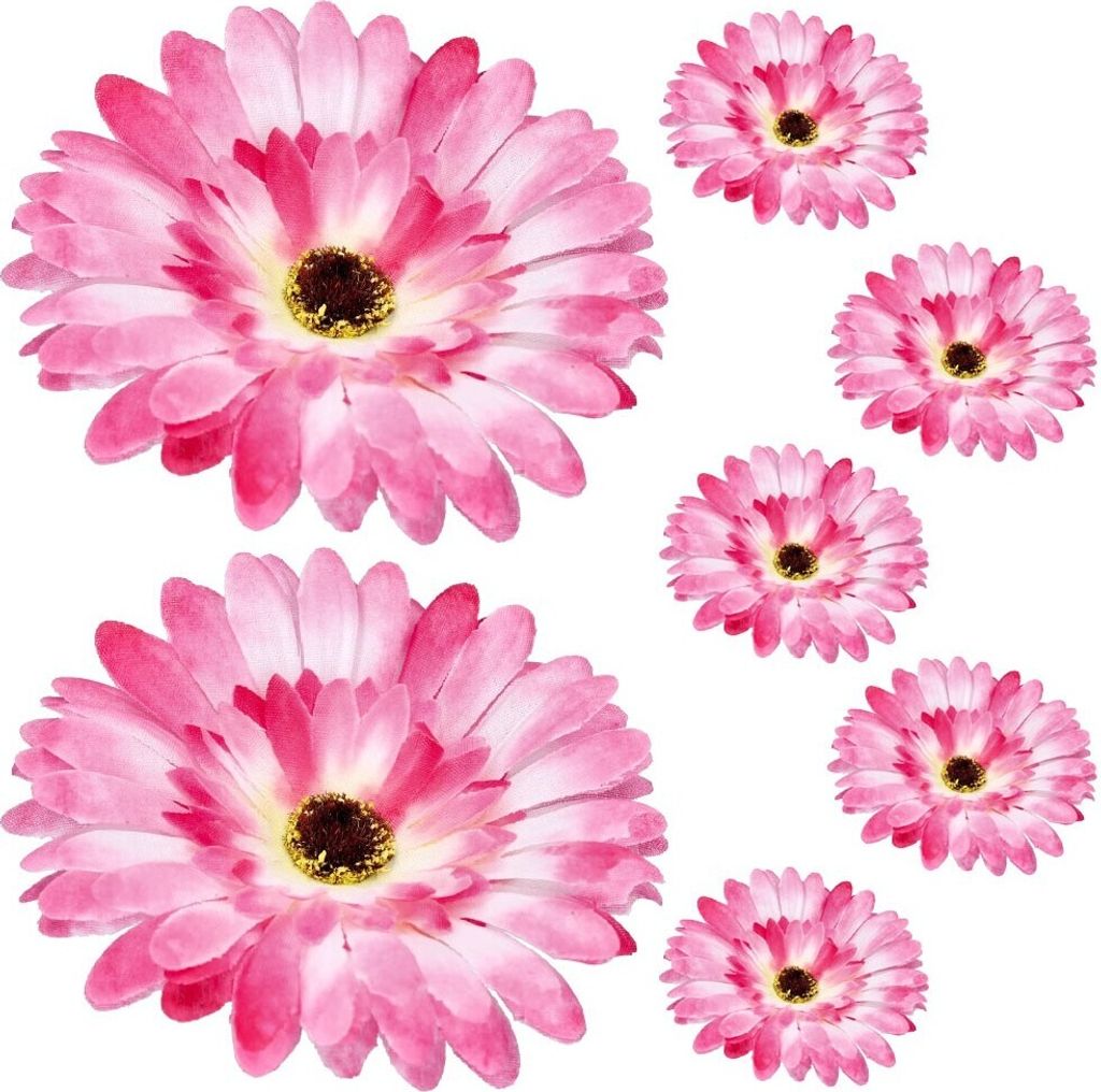 Dekolo Künstliche Pflanzen Deko Kunstblumen Gerbera-Blütenköpfe 6 Stück Rosa