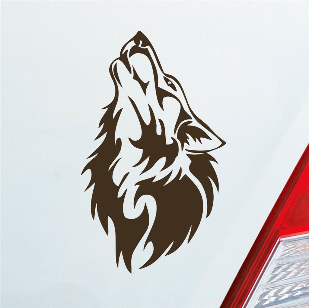 Auto Aufkleber Wolf Wölfe Hund Heulen Wulf Tier Animal Motorrad 15x9 cm Braun Sticker Heckscheibenaufkleber