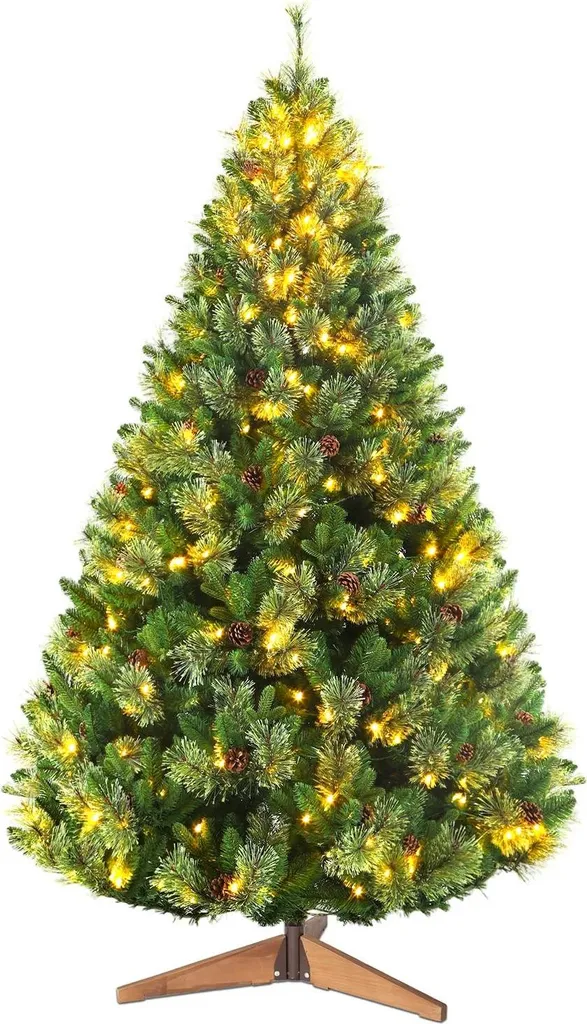 Grand arbre de Noël pliable 1.8M avec système LED à montage rapide