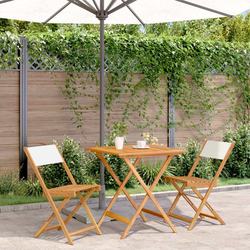 Maison Exclusive - 3-tlg. Bistro-Set Cremeweiß Stoff und Massivholz